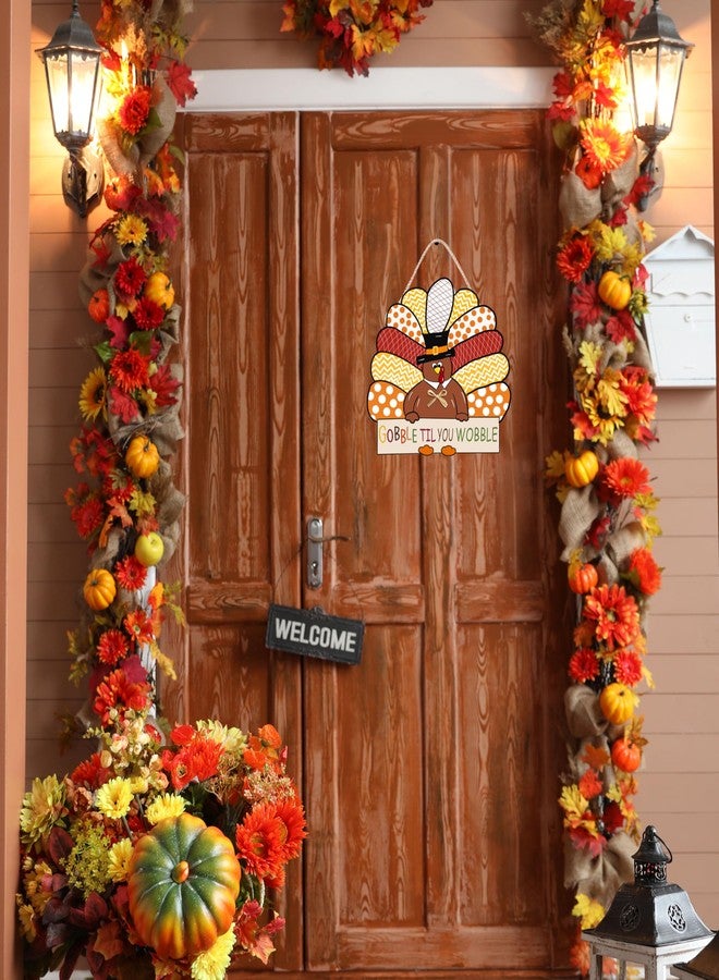 CYNOSA Thanksgiving Wreath for Front Door Turkey Door Hanger Gobble Sign Thanksgiving Turkey Outside Door Decorations - Image 4